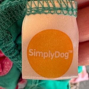 SimplyDog Green and Pink Pet Outfit plus a leopard and pink coat